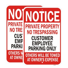 2 Pack Customer & Employee Parking Only Signs, 18x12 Inch Others Towed Away