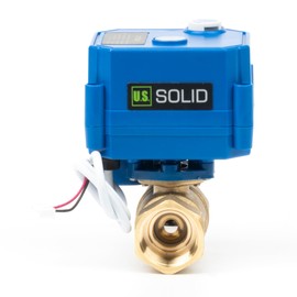 U.S. Solid Motor Ball Valve with Manual Function - 3/4 Inch Brass, Full Bore, 85-265 V AC, 2-Wire Automatic Return, Closed without Current