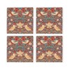 Red Strawberry Thief Ceramic Coaster Set - William Morris Artwork