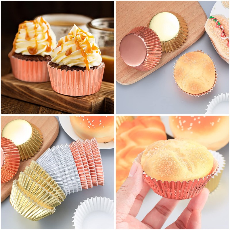 300 Pieces Foil Metallic Cupcake Cases, Muffin Cakes Paper Liners