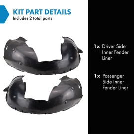 TRQ TRQ Inner Fender Liner Set Compatible with 2001-2009 Volvo S60 2001-2007 V70 VO1248105 VO1249105