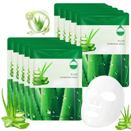 atnayo 10 Pcs Aloe Vera Moisturizing Face Mask, Skincare Hydrating Facial Masks for All Skin Types