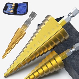 Eastrise Step Drill Bit Set,High Speed Steel,Cone Drill Bits Hole Cutter for Wood Stainless Steel Sheet Metal(4-12mm,4-20mm,4-32 mm)-3PCS