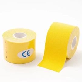Kinesiology Tape, 5M 2 Rolls Elastic Muscle Support Tape, Improve Blood Circulation, Waterproof and Latex Free for Exercise, Sports and Injury (Yellow)