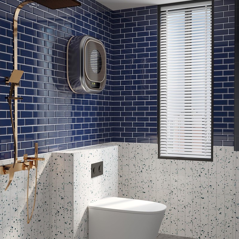 VaryPaper 10 Sheets Navy Blue Subway Tile Peel and Stick