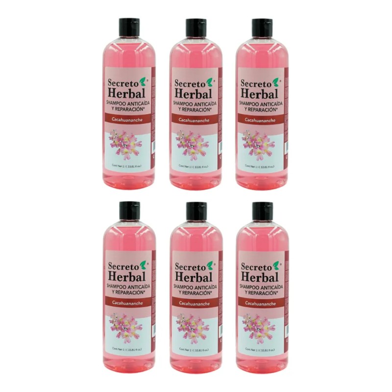 Caja 6 Pzs Shampoo Cacahuananche Reparación Secreto Herbal
