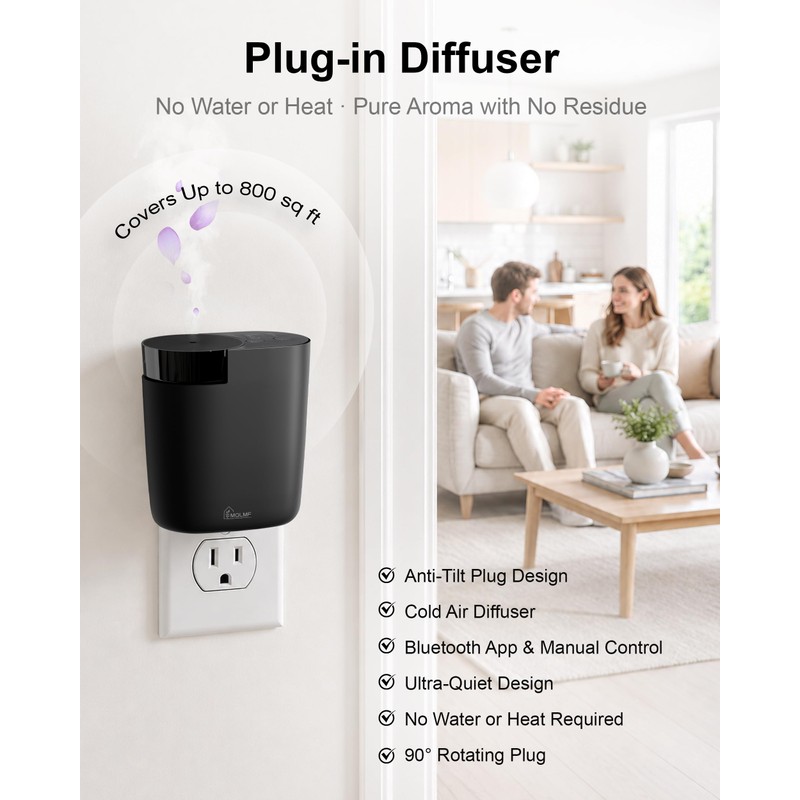 MQLMF Waterless Plug in Diffuser, 800 Sq Ft, No Wobble