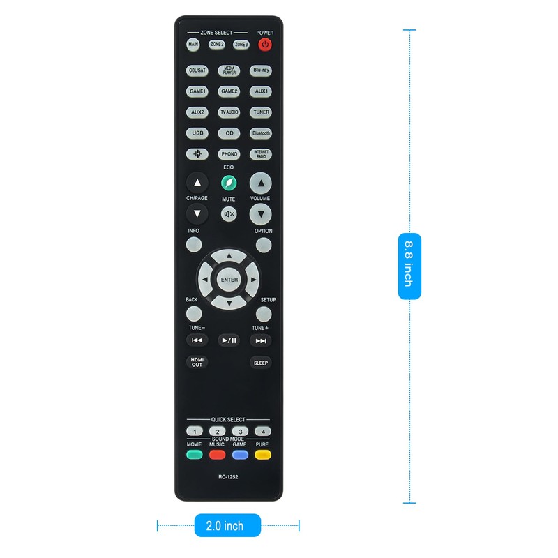 Replacement Remote Control RC-1252 Applicable for Denon AVR-X4800H 9.4-Ch Receiver