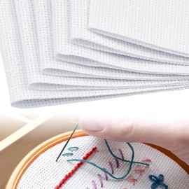HEKOBAG 6 Pieces 14 Count Reserve Aida Cloth, White Cross Stitch Fabric Large Fabric Embroidery Cloth Cotton Aida Fabric for Embroidery Beginner, Needlework, DIY Embroidery Decoration - 45 * 30cm