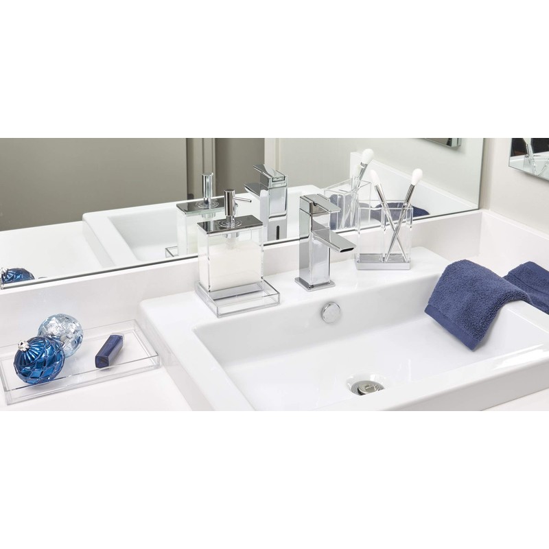 iDesign Clarity Plastic Towel Vanity Tray for Bathroom, Kitchen, Office,