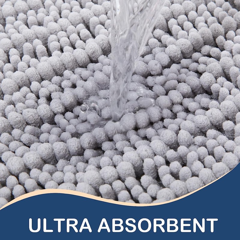 OLANLY Luxury Chenille Bath Mat, Extra Soft Thick Absorbent Shaggy
