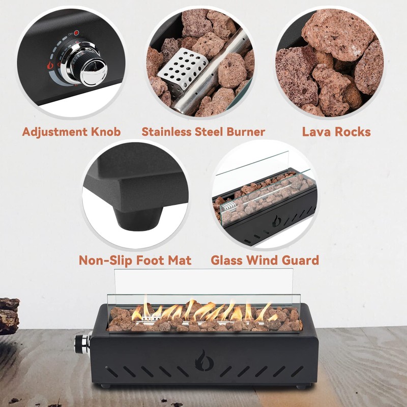 ONLYFIRE OUTDOOR LIVING 18" Tabletop Propane Gas Fire Pit Bottom-Mounted
