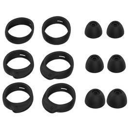 JNSA 12 PCS Medium Size Wingtips and Ear Tips Compatible with Galaxy Buds Plus/Compatible with Galaxy Buds,3 Pairs Silicone Cover Eartips and 3 Pairs Wing Tips Earhooks,Medium Size,Black BWTM3PB