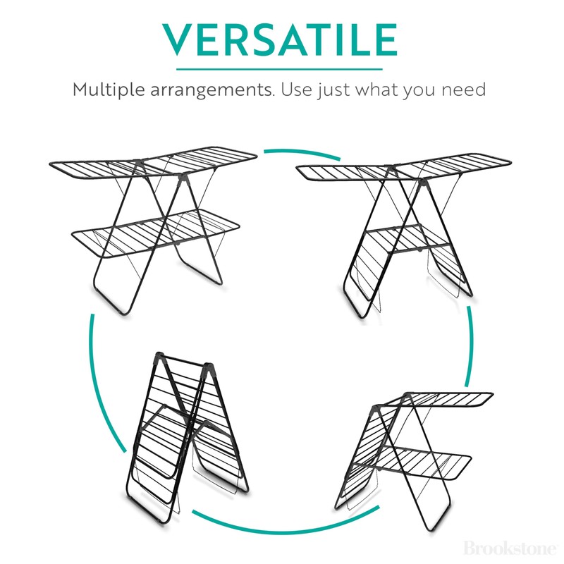 Brookstone 2 Tier Folding Rack – Indoor/Outdoor Collapsible Clothes Dryer