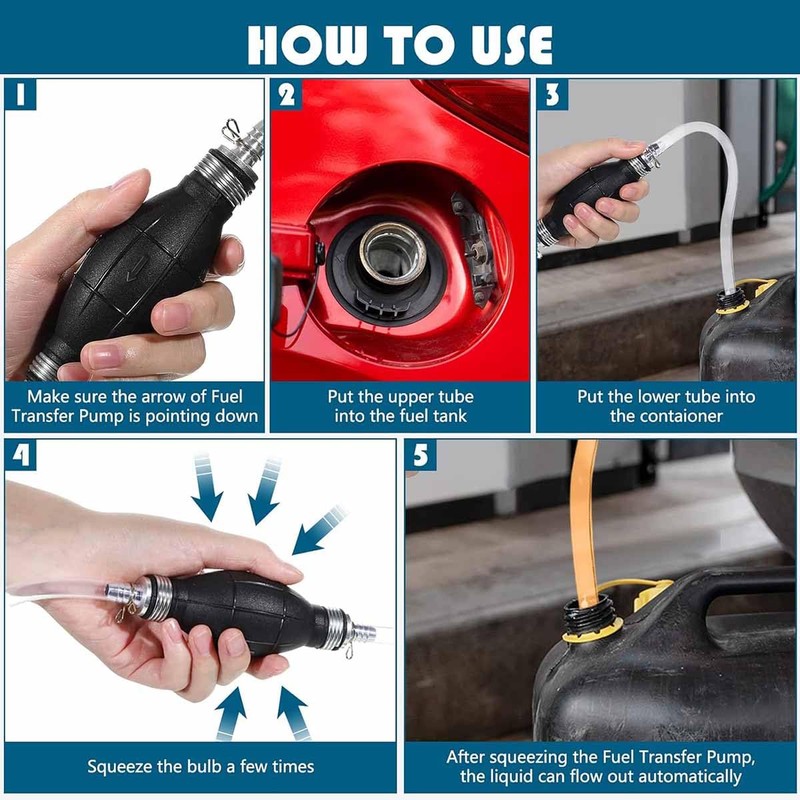6mm 1/4" Rubber Fuel Transfer Vacuum Fuel Line Hand Primer