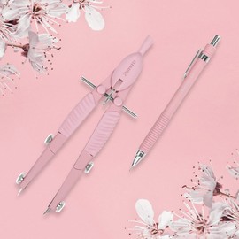 Aristo Topline Mat Series AR55802 Quick Adjustment Compass & Mechanical Pencil (Circles up to 370 mm Diameter, Replacement Leads, Die-Cast Zinc Legs) Rose