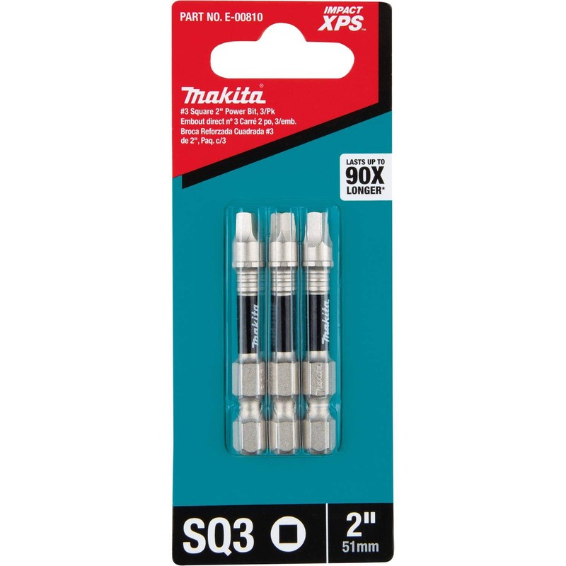 Makita E-00810 Impact XPS™ #3 Square 2" Power Bit, 3/pk