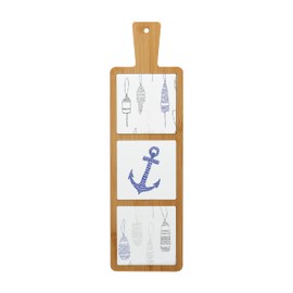 Pavilion Gift Company- Lake - 16.5" Bamboo Ceramic Trivet Lake Life Lakefront Nautical Anchor Buoy Kitchen Decor