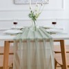 Aoksunova Chiffon Table Runner, Green Table Runner, Sage Green Fabric,