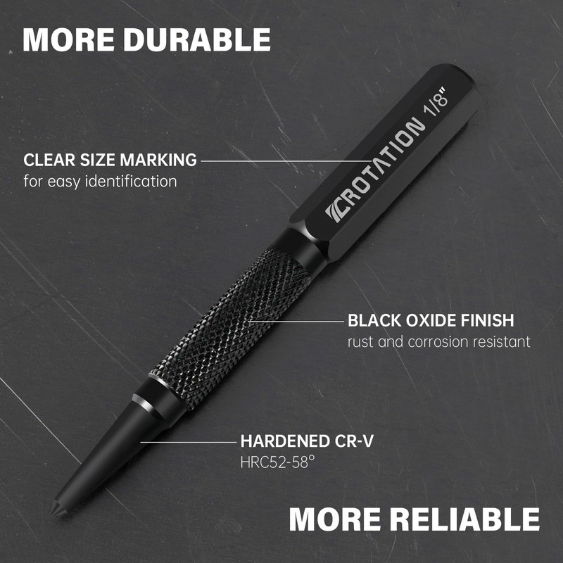 4-Piece Nail Punch and Center Punch Set, 1/32", 1/16", 3/32"&