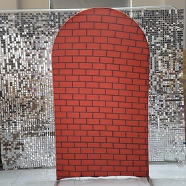 FiVan Arched Backdrop 4x7ft Brick Wall Arch Wall Covers Stretchy Photography Background for Game Party Decorations Baby Birthday Banner Parties Props