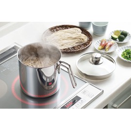 Yoshikawa SJ3355 Single Hand Pot, Deep Type, 6.3 inches (16 cm), Induction Compatible, Glass Lid, Bambino, Silver