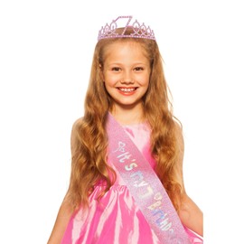 Canitor 7th Birthday Decorations for Girls Birthday Girl Crown Tiara & Glitter Sash Set for 7 Year Old Girl Birthday Gift Birthday Girl Headband Birthday Hat