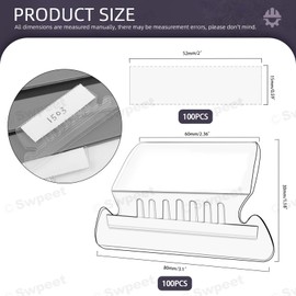 Swpeet 100Pcs Hanging File Folder Labels Tabs with Inserts, File Folder Tabs Clear Plastic Hanging File Tabs for Quick Identification of Hanging Files, Easy to Read, Hanging File Inserts