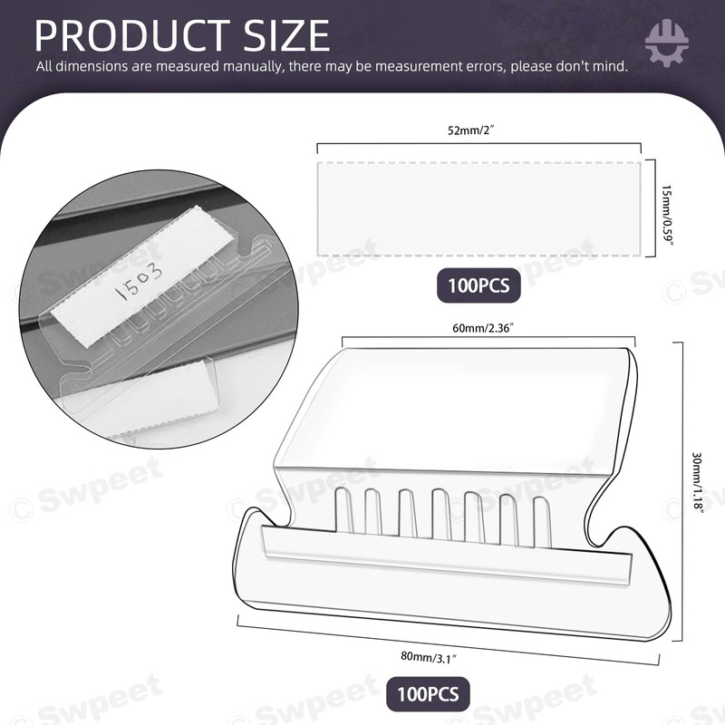 Swpeet 100Pcs Hanging File Folder Labels Tabs with Inserts, File