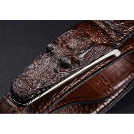 LX-SUNCX Men Belts Alligator Belt Cowhide Crocodile Print Belt Buckle - Coffee Color,41"/105cm