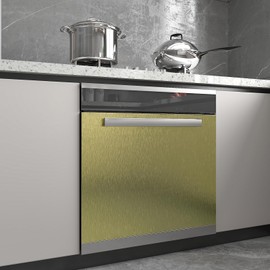 CHIHUT 12"x472" Light Gold Stainless Steel Contact Paper for Appliances Dishwasher Peel and Stick Rust Resistant Waterproof Vinyl Wrap for Countertops Self Adhesive Brushed Metallic Wallpaper