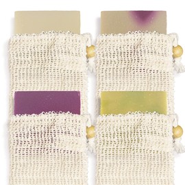 Age of Sage Natural Soap Bar w/Sisal Bag, 4pk Mixed Vegan Artisan Soap Set w/Essential Oil for Women - Fruity Scent: Mango Papaya, Pomegranate Cherry, Raspberry Rush, & Tangerine Grapefruit