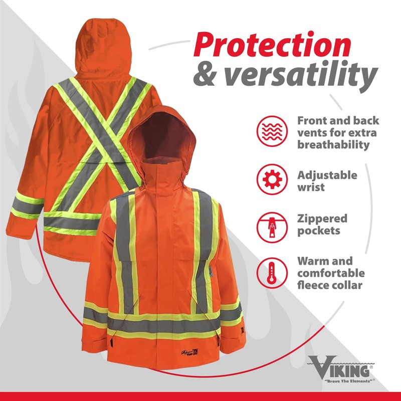 VIKING Professional Journeyman 300D Rip-Stop Fire Retardant Reflective Jacket -