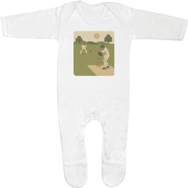 0-3 Month 'Cricket Match Action' Baby Romper Jumpsuit/Sleep Suit (SS00105585)