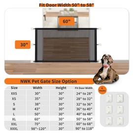 NWK Magic Dog Gate for Stairs Pet Gate for The House Providing a Safe Enclosure for Pets to Play and Rest, 6 Hooks Design (30'' X 60'')