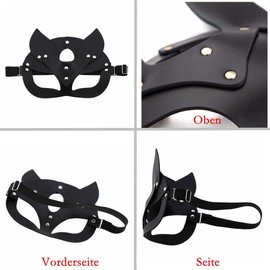 Kiwochy Cat Mask Black Masquerade Face Mask Women's Mask Half Face Mask Made of PU Leather Carnival Masquerade Mask for Female Carnival Theme Party Costume Mask Prom Eye Mask