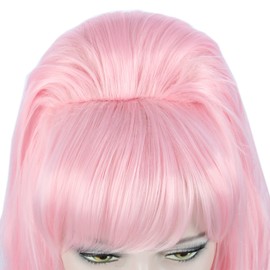 Linfairy Long Wavy Pink Wig Big Bouffant Beehive Wigs for Women fits 50s 80s Costume