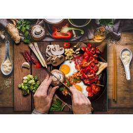 TMK Glass Chopping Board 30 x 22 cm with Motif Wooden Chopping Plate Hob Cover Plate Decorative Glass