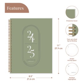 Rileys 2024-2025 18-Month Academic Weekly Planner - Academic Weekly & Monthly Agenda Planner, Flexible Cover, Notes Pages, Twin-Wire Binding (21.5 x 28 cm, Green)
