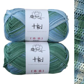 Fine Knitted and Crocheted Cotton Yarn, 100% Long Staple Cotton Yarn Multicolour Gradient Yarn, Infant Sports, 2 Packages 100 g/3.52 oz (50 g/162 yds per Strand) - sc06