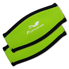Flow Scuba Gear - Neoprene Cover for Dive and Snorkel Mask Strap (Green 2-Pack)