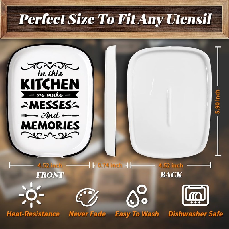 ANATTASOUL Ceramic Spoon Rest, Kitchen Food Elevator Spoon Holder Ceramic