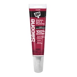 DAP 100% Silicone Rubber Kitchen, Bath & Plumbing Bath Sealant, Clear, 2.8 Oz (7079800751)