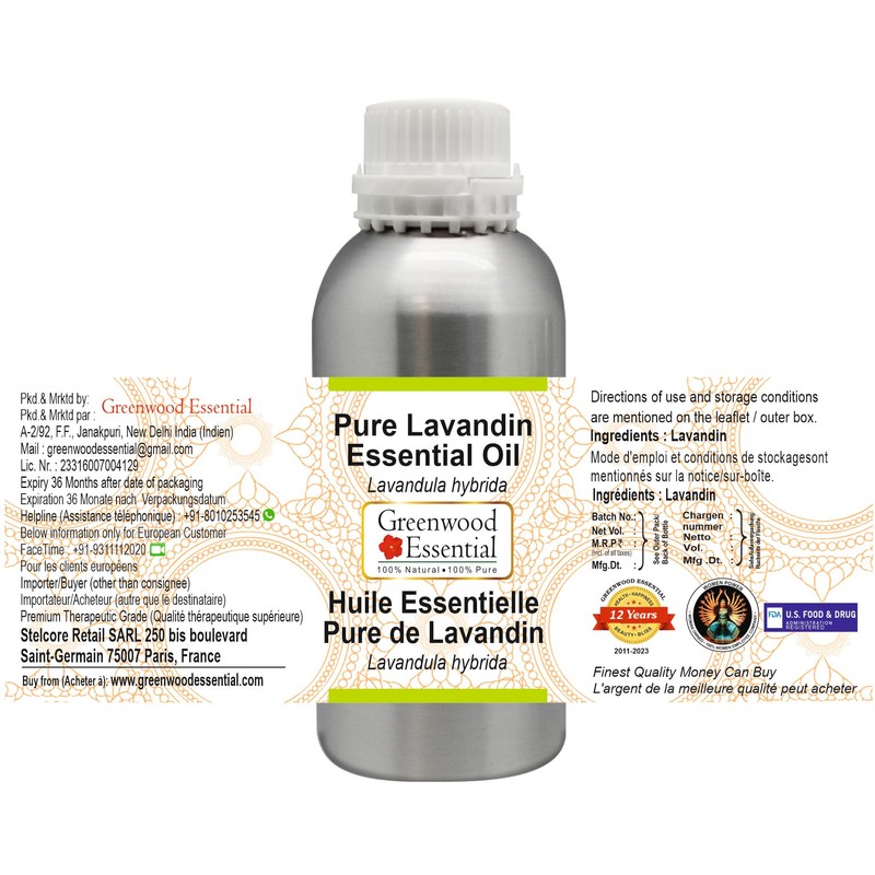 Greenwood Essential Pure Lavandin Essential Oil (Lavandula hybrida) Steam Distilled