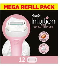 WILKINSON SWORD - Intuition Ultra Moisture Blades for Women | No Shaving Gel Required | Pack of 12 Razor Blades Refills