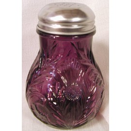 Mosser Glass Amethyst Inverted Thistle Pattern Glass Sugar Shaker 4 1/2 Inches H X 3 Inches W