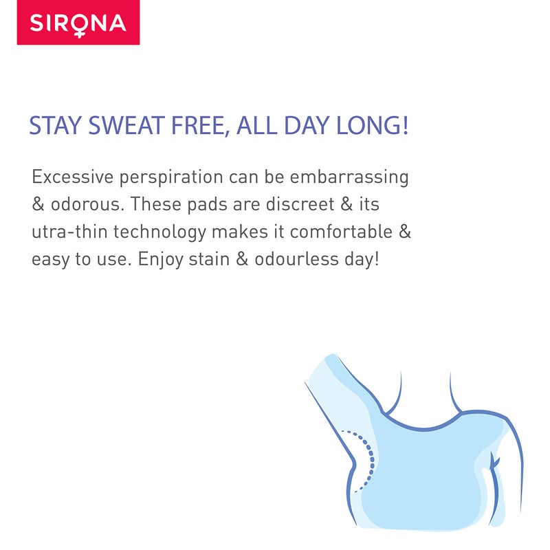 Sirona Disposable Underarm Sweat Pads - 24 Pads, Antiperspirant Absorbent