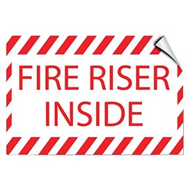 Fire Riser Inside Hazard Fire Label Decal Sticker 7 Inches X 5 Inches
