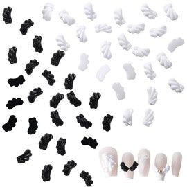 Wings Nail Charms, 120 Pcs White Black Angel Wings Nail Art Decorations, Shiny Nail Crystal Diamonds Gems Manicure Nail Jewels for DIY Crafts Jewelry Making (A 120 PCS)