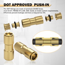 CheeMuii 1/2 Brass DOT Air Line Fitting 3 PCS Straight Union Quick Connect Fittings 1/2 Air Hose DOT Air Fittings for Semi Truck Trailers Industry Air System